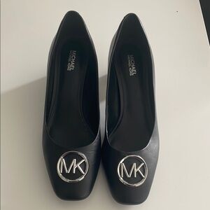 Michael Kors Black Heels with Silver Logo